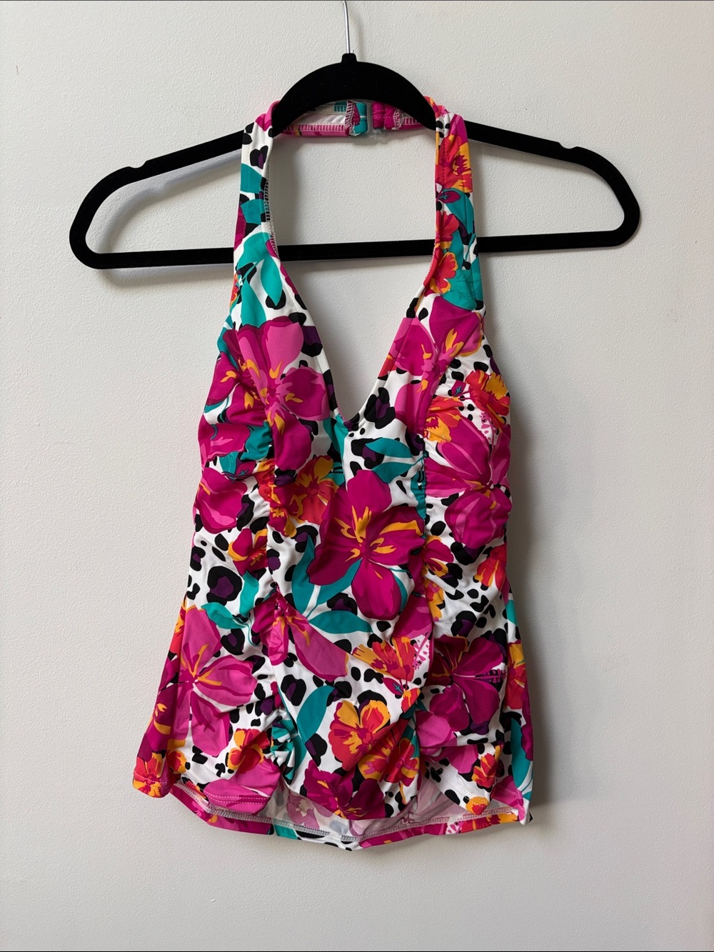 Caribbean Joe MUSE Side Shirred Halter Tankini Top,Size 10,NWT